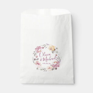 Romantischer Garten Aquarell Hochzeit mit Blumen Geschenktütchen