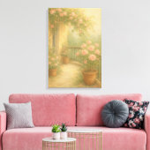 Romantischer Garten Balkon in weichen Pastelltönen Leinwanddruck (Insitu (Wohnzimmer))