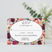 Romantischer Garten Blumen Empfang 3 Entree UAWG RSVP Karte (Stehend Vorderseite)