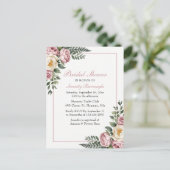 Romantischer Garten Blumen Peony & Rose Brautparty Einladungspostkarte (Stehend Vorderseite)