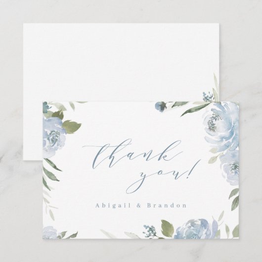 Romantischer Garten dustig blühende Hochzeit Dankeskarte (Vorne/Hinten)