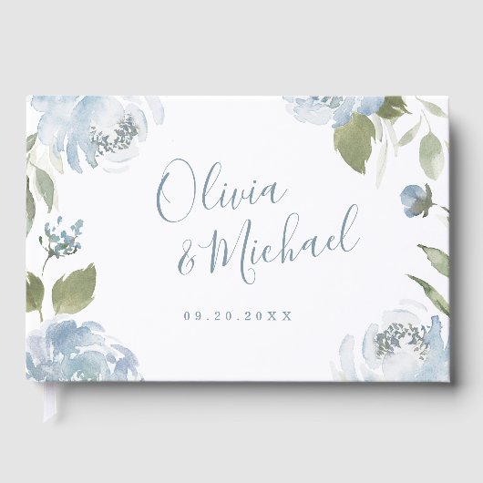 Romantischer Garten dustig blühende Hochzeit Gästebuch (Vorderseite)