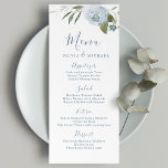 Romantischer Garten dustig blühende Hochzeit Menükarte<br><div class="desc">Romantische Aquarellblüte in dustigem Blau und schlauem Grün,  elegant und romantisch,  großartige Hochzeitsmenükarten für moderne Hochzeiten,  romantische Hochzeiten und botanische Gartenhochzeiten im Frühling und Sommer. Sehen Sie sich alle passenden Stücke in der Sammlung an.</div>