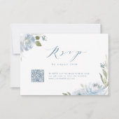 Romantischer Garten dusty Blue Blues Hochzeit QR-C RSVP Karte (Vorderseite)