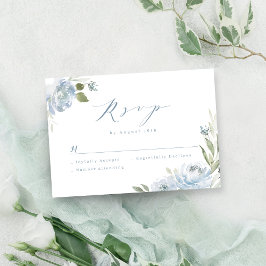 Romantischer Garten dusty Blue Blumen Hochzeit RSV RSVP Karte