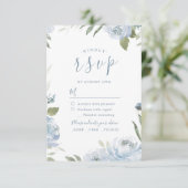 Romantischer Garten dusty Blue Blumen Hochzeit RSV RSVP Karte (Stehend Vorderseite)
