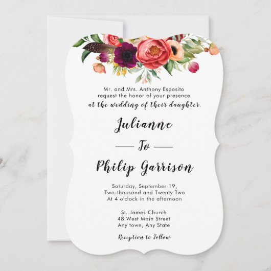 Romantischer Garten - Einladung zur Hochzeit (Vorderseite)