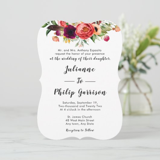 Romantischer Garten - Einladung zur Hochzeit (Stehend Vorderseite)