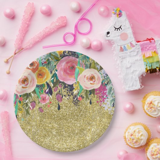 Romantischer Garten Flora Pappteller (Party)
