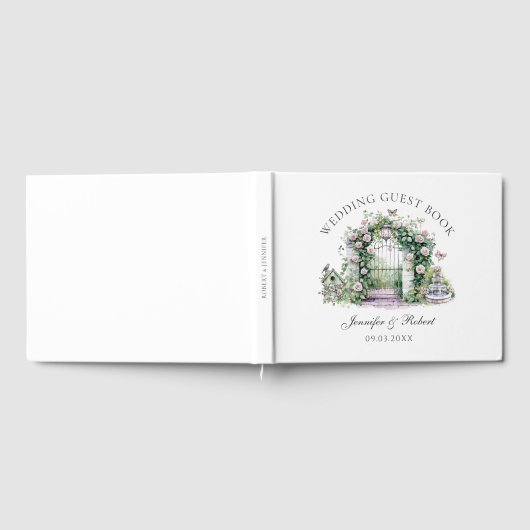 Romantischer Garten Hochzeitsbrunnen Gästebuch (Voll)