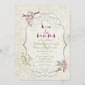 Romantischer Garten Magenta Extravagante Hochzeit  Einladung (Vorne/Hinten)