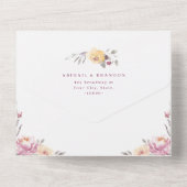 Romantischer Garten Mauve Blumenstrauß Hochzeit All In One Einladung (Rückseite)