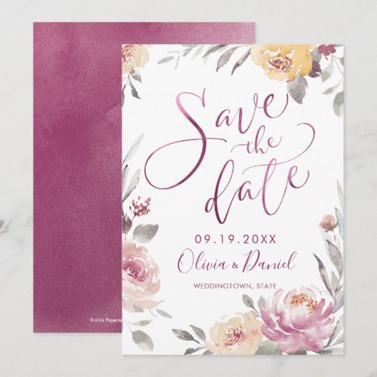 Romantischer Garten Moderne Kalligraphie Save the  Date (Vorne/Hinten)