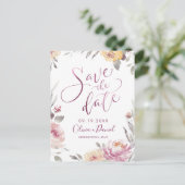 Romantischer Garten Moderne Kalligraphie Save the Postkarte (Stehend Vorderseite)