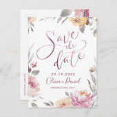 Romantischer Garten Moderne Kalligraphie Save the Postkarte (Vorne/Hinten)