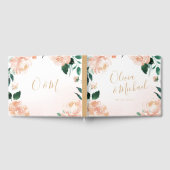 Romantischer Garten Peach Aquarell Hochzeit Gästebuch (Voll)