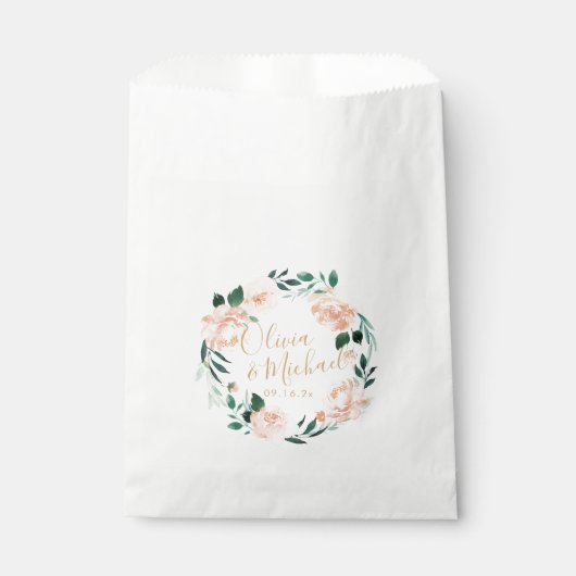 Romantischer Garten Peach Aquarell Hochzeit Geschenktütchen (Vorderseite)