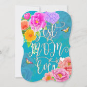 Romantischer Garten Peonies Aquamarin Beste Mama Einladung (Vorderseite)