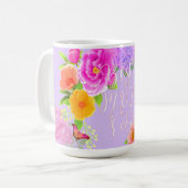 Romantischer Garten Peonies Lila Beste Mama Kaffeetasse (Vorderseite Links)