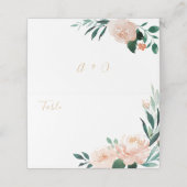 Romantischer Garten Pfirsichblumen Hochzeit Platzk Platzkarte (Außenseite Aufgefaltet)