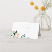 Romantischer Garten Pfirsichblumen Hochzeit Platzk Platzkarte (Rückseite)