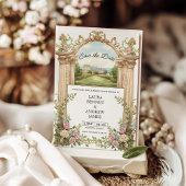 Romantischer Garten Schloss Blumenstrauß Save the Einladung