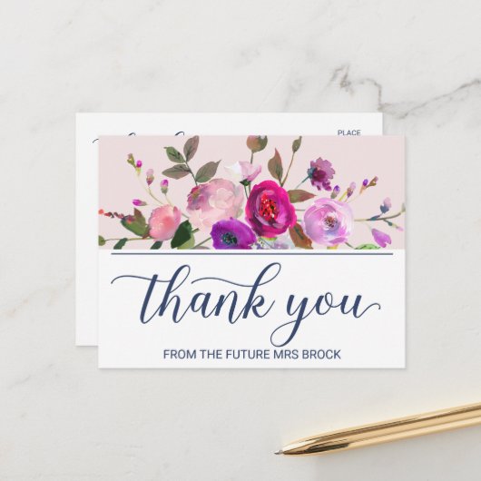 Romantischer Garten Vielen Dank Postkarte (Vorderseite/Rückseite Beispiel)