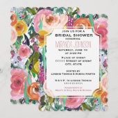 Romantischer Garten Wasserfarben Blume Brautparty Einladung (Vorne/Hinten)