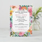 Romantischer Garten Wasserfarben Blume Brautparty Einladung (Stehend Vorderseite)