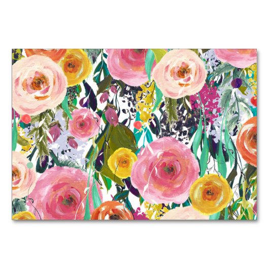 Romantischer Garten Wasserfarbene Blume Tischnumme Tischnummer (Rückseite)