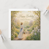 Romantischer Gartenweg Geburtstag Karte (Vorderseite/Rückseite Beispiel)