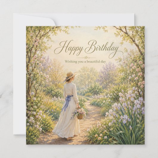 Romantischer Gartenweg Geburtstag Karte (Vorderseite)