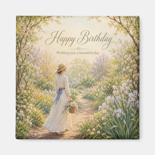 Romantischer Gartenweg Geburtstag Magnet (Vorne)
