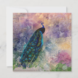 Romantischer Gazebo Pfau und Wasserfarbe Einladung