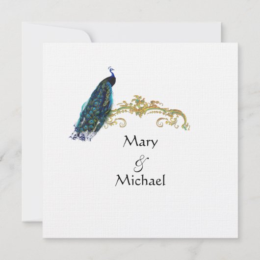 Romantischer Gazebo Pfau und Wasserfarbe Save The Date (Rückseite)