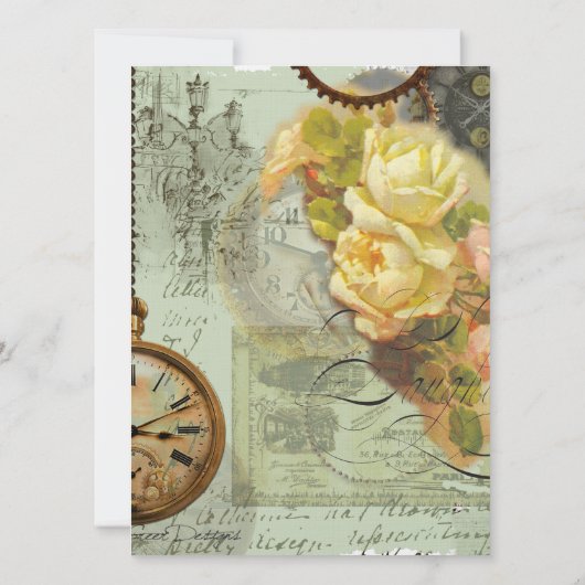 Romantischer Gazebo und Extravagante Scrolls Einladung (Rückseite)