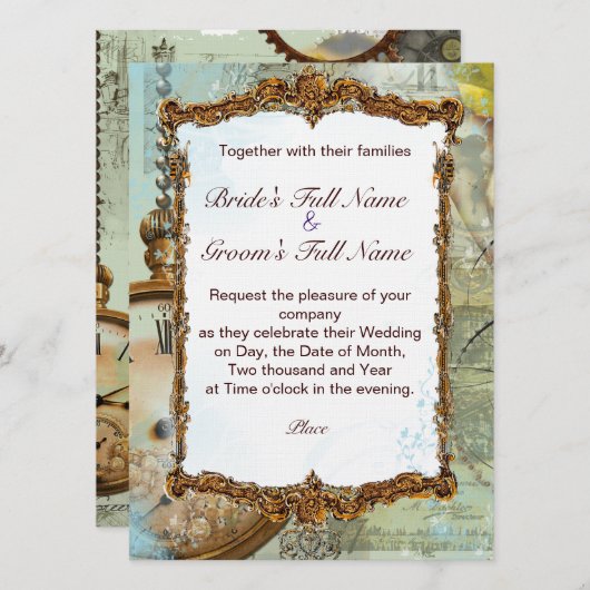 Romantischer Gazebo und Extravagante Scrolls Einladung (Vorne/Hinten)