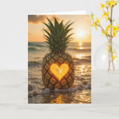Romantischer Geburtstag Ananas mit einem leuchtend Karte (Gelbe Blume)