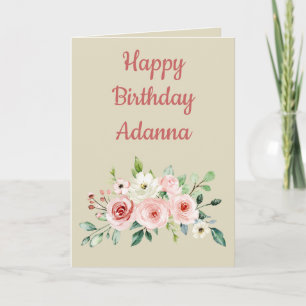 Romantischer Geburtstag für ihre Aquarellblüte Feiertagskarte