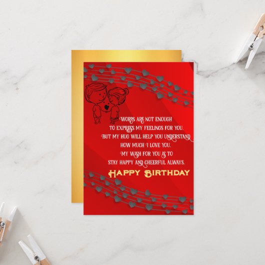 Romantischer Geburtstag Karte (Vorderseite/Rückseite Beispiel)