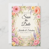 Romantischer Geheimgarten Hochzeit in Blüte Save The Date (Vorderseite)