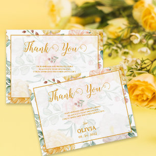 Romantischer Gelber Blumiger Brautdusch-Dankeschön Postkarte