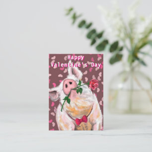Romantischer Gentleman Pig Funny Valentine's Day C Mitteilungskarte