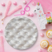 Romantischer Glam White Imitats Leather Pappteller (Party)