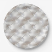 Romantischer Glam White Imitats Leather Pappteller (Vorderseite)