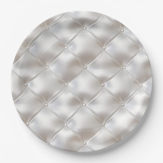 Romantischer Glam White Imitats Leather Pappteller (Vorderseite)