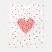 Romantischer Glitzer Rotes Herz auf rotem Herzmust Fleecedecke (Vorderseite)