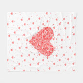 Romantischer Glitzer Rotes Herz auf rotem Herzmust Fleecedecke (Vorderseite (Horizontal))