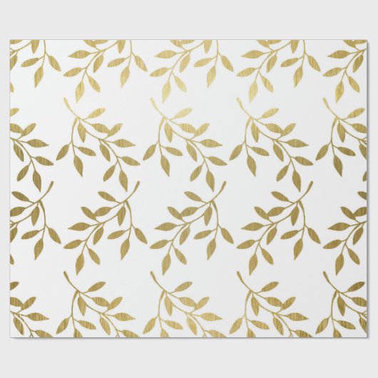 Romantischer Gold Botanischer Leaf Wedding Wrappin Geschenkpapier (Flach)