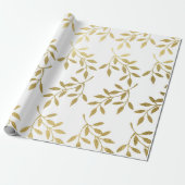 Romantischer Gold Botanischer Leaf Wedding Wrappin Geschenkpapier (Ungerollt)